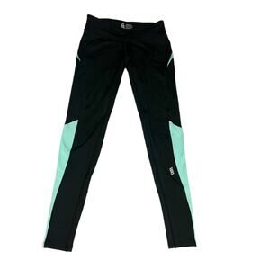 Second Skin Leggings Black Teal Fleece Brushed Pull On Compression Pants Women S